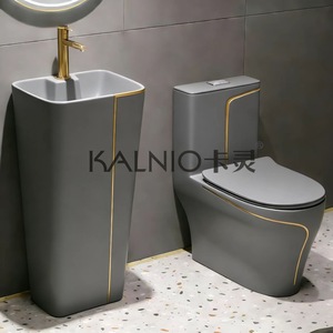 Sanitari per Esportazione Transfrontaliera, WC in Ceramica Monoblocco con Lavabo, Scarico a Pavimento, Design di Lusso Leggero - Product Image 2