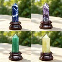 Nouvelle Arrivée CRYSTAL HOLA : Pierre de Lune Bleu Vert Foncé Naturelle, Tour Feng Shui, Guérison, DIY, Écologique, Sculptée et Gravée