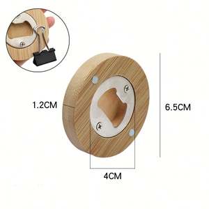 Imán Personalizado para Refrigerador YS377, Forma Redonda, Abridor Magnético de Madera Maciza, Abridor de Botellas de Cerveza de Bambú - Product Image 4