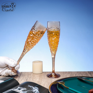 Bohemia Crystal <b>Champagne</b> Glass Set 2 Pieces Hand Blown Lead Free Gift <b>Box</b> For Weddings And Holidays - Product Image 4
