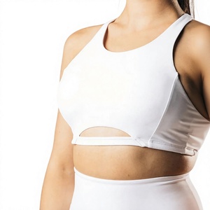 Women Yoga Sports Bra <b>White</b> Racerback Athletic <b>Crop</b> <b>Top</b> Workout Fitness Activewear Custom Logo OEM ODM Wholesale Supplier - Product Image 1