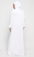 Abaya à col montant et fermeture éclair intégrale pour femmes musulmanes, robe longue islamique à manches longues avec poches