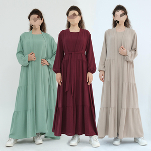 Abaya Modesta de Dubái al por Mayor para Mujer, Kaftán Hecho a Mano, Transpirable, Ligero, de Poliéster, con Cuello Tradicional Islámico, para Otoño/Primavera - Product Image 2
