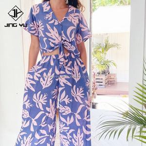 Mono para Mujer, Estilo Vintage, Estampado Floral de Rayón, Elegante, Estampado Tropical, Bolsillo Lateral, Mono con Cinturón, Vestido Hawaiano - Product Image 3