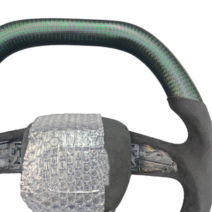 Volant <span class=keywords><strong>sport</strong></span> double D en fibre de carbone forgée vert mat argenté avec grip pour <span class=keywords><strong>Audi</strong></span> SQ7 TT A4 personnalisé - Product Image 4