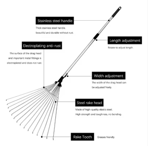Aluminium Handvat Telescopische Landschap Verstelbare Vouwen Gazon Hark - Product Image 4