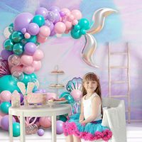 Décorations d'arche de ballons pour fête sirène avec ballons queue de sirène pour anniversaire, fête sous la mer, décorations de baby shower