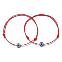 Bracelets de couple en corde tressée rouge en gros, bijoux avec breloques œil bleu porte-bonheur, bracelet réglable en cuir