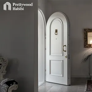 Prettywood التقليدية العتيقة 2 لوحة جولة أعلى تصميم الأمريكية البلوط خشب متين يتقوس الأبواب الداخلية