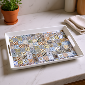 ZELLER PRESENT Melamine <b>Tray</b> Mosaic Pattern Rectangular <b>Serving</b> <b>Tray</b> - Product Image 3