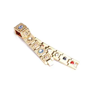 Light Luxury Trendy Retro Gold-plated Bracelets Seven-color Gemstone Bracelet For Men