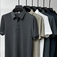 Chemise décontractée à manches courtes pour homme en soie glacée brodée, respirante, infroissable, avec poche, boutonnée, pour l'été, vente en gros