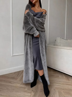 Grenzüberschreitende Imitation von Nerzfell, weißer Strick-Cardigan-Mantel für Damen, lockerer und flauschiger langer Cardigan für Herbst und Winter.