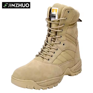 Suela de goma duradera, zapatos tácticos de cuero de ante transpirable para hombre, botas protectoras tácticas para el desierto con cremallera lateral marrón caqui - Product Image 3