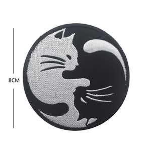 Divertente doppio nero bianco ricamo animale gatto rotondo Taiji Cat Patch per bambino camicia decorazione zaino cucito <span class=keywords><strong>Applique</strong></span> - Product Image 4