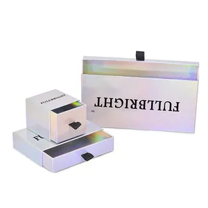 Custom Holography Gift Box Set Packaging Paper Boxes Slide Drawer Jewelry Box For Gift Watch Earrings Bracelet Necklace Ring