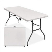 Table pliante en plastique moulé par soufflage de 1,8 mètre - Multi-usages, portable, adaptée aux voitures, pour repas en plein air, mobilier d'extérieur minimaliste