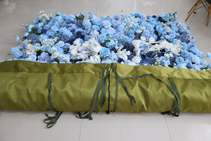 ฉากหลังดอกไม้ประดิษฐ์ดีไซน์ใหม่ ขนาด 8 ฟุต x 8 ฟุต สีฟ้า ดอกเบญจมาศ ไฮเดรนเยีย กุหลาบ สำหรับตกแต่งงานเลี้ยงฉลองเด็กแรกเกิด - Product Image 6