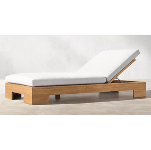 مواد مختلطة من الخوص في جميع الأحوال الجوية ، كراسي الاستلقاء تحت الشمس بدون ذراعين من خشب الساج ، حمام سباحة ، سرير نهاري خارجي - Product Image 1