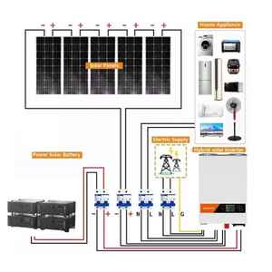 ระบบพลังงานแสงอาทิตย์สำหรับบ้านแบบไฮบริด 15KW พร้อมคอนโทรลเลอร์ MPPT แบตเตอรี่ IP20 พอร์ตสื่อสาร CAN ออลอินวัน 48V - Product Image 2