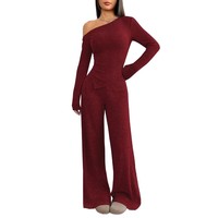 Ensemble tricoté asymétrique européen et américain pour femme, nouvelle collection automne, coupe ajustée, anti-plis, haut à manches longues