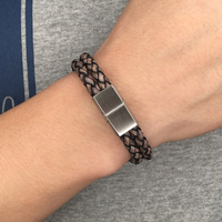 Bracelet en cuir de Python Double couche en acier inoxydable pour hommes, nouveaux Designs de bijoux faits à la main de luxe