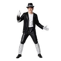 Costume de scène pour chanteur pop adulte MJ avec chapeau et gants, pour Halloween, carnaval, fête, danse