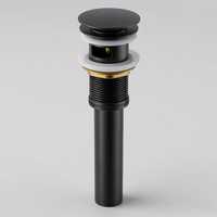 Bonde de lavabo escamotable grande surface noir mat antirouille en acier inoxydable 201 avec tuyau de vidange en acier pour salle de bain
