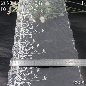 Polyester <strong>Soft</strong> Tulle <strong>Soft</strong> White Blue Yellow Embroidery <strong>Lace</strong> Trim <strong>Fabric</strong> 22cm Width Flower Embroidered <strong>Lace</strong> for Dresses Sewing - Product Image 2