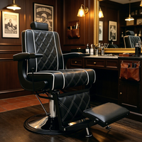 Kursi Barber Vintage Hitam Mewah Custom dengan Pengaturan Hidrolik dan Sandaran Tangan untuk Penggunaan Salon Barbershop