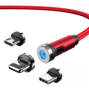 celular 2m 540 rotación de Nylon trenzado de 3in1 imán de datos de carga <span class=keywords><strong>Usb</strong></span> magnético <span class=keywords><strong>Cable</strong></span> para Iphone <span class=keywords><strong>micro</strong></span> de tipo c - Product Image 5