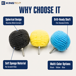 KINGTOP PB-26 Boule de polissage en mousse pour coins morts 80mm avec tige de fixation métallique pour la retouche de peinture automobile et le lustrage de carrosserie - Product Image 4