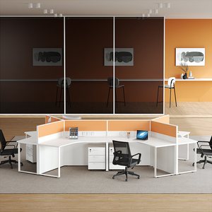 Neuer Büro-Schreibtisch-Kombination Eck-Arbeitsplatz mit Trennwand Computertisch Büro L-förmig für 4 Personen Büromöbel - Product Image 5