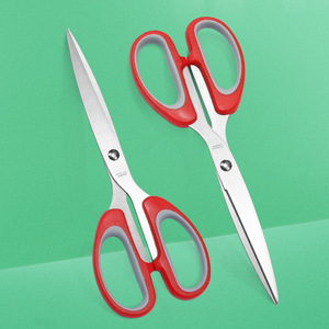 Office Scissors Stainless Steel 8 In Straight Head Red Handle Home Kitchen Use - Product Image 1