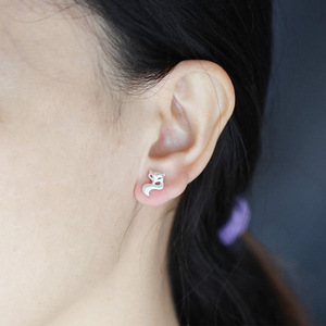 F136 Titanium Threaded Stud <b>Earrings</b> | Hypoallergenic Cartilage Jewelry with Unique Designs | Heart, Skull, Crown, Spider, <b>Wing</b> - Product Image 4