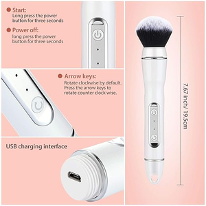 Brocha de maquillaje sónica giratoria eléctrica, aplicador de maquillaje, brocha de maquillaje de base de polvo líquido automática giratoria eléctrica, dos cabezales - Product Image 4