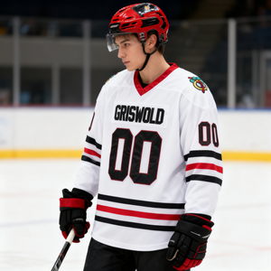 高品质来样定做冰球白色空白制服斜纹刺绣冰球运动衫制服穿 - Product Image 2