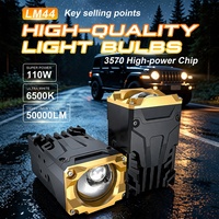 Projecteur LED Xenplus LM44 50000LM avec lentille auxiliaire 110W 6500K 12V, faisceau haut et bas pour moto, voiture, SUV
