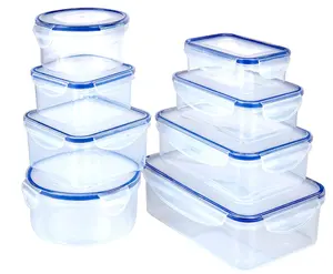 Hot Sale Dilepas BPA Tahan Lama Microwave Plastik Makanan Kotak Wadah Penyimpanan Set dengan Tutup