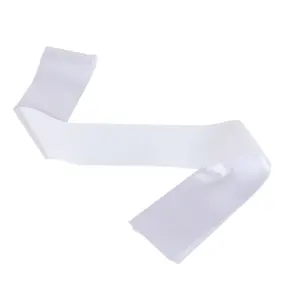 Faja de cumpleaños de cinta de satén blanca en blanco liso personalizada de alta calidad para fiesta