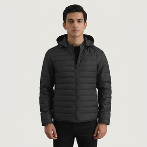 Blouson matelassé en duvet de canard pour homme, design personnalisé, haute qualité, fermeture éclair tendance, tissage chaud, tailles XS à Plus, streetwear, devant - Product Image 1