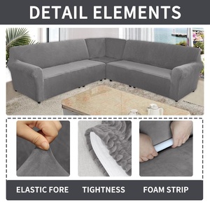 Luxury Velvet Soft Stretchy U Shaped <strong>Sofa</strong> Slipcover Couch l Shape 7 Seater <strong>Sofa</strong> <strong>Cover</strong> <strong>Set</strong> with <strong>Corner</strong> Seat <strong>Sofa</strong> Cov - Product Image 2
