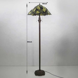 Lámpara de Pie Tiffany de Vidrio Teñido de 16 Pulgadas LongHuiJing con Pantalla de Hojas Tiffany - Product Image 5