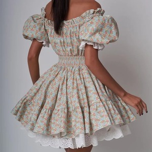 Vestido Mini Sexy de Encaje con Parches para Mujer, Elegante Vestido con Apliques Florales en 3D, Vestido Chic con Mangas Abullonadas, Vestido Estilo Coquette - Product Image 3