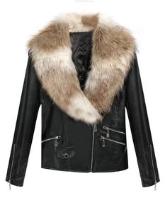 Fashion clots personalizzato Casual invernale in <span class=keywords><strong>pelle</strong></span> da motociclista bianco collo in <span class=keywords><strong>pelliccia</strong></span> sintetica giacca corta nera <span class=keywords><strong>cappotto</strong></span> completo per donna ragazza - Product Image 6