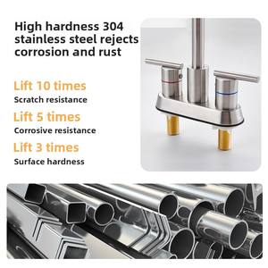 Robinet de lavabo à double trou à l'ancienne en acier inoxydable 304 Lavabo chaud et froid avec noyau de valve en céramique pour salles de bain - Product Image 3