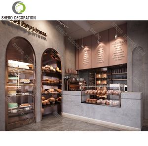 Aménagement intérieur de boulangerie haut de gamme, mobilier de boulangerie sur mesure, comptoir de bar en marbre de luxe pour la décoration de boulangerie. - Product Image 1