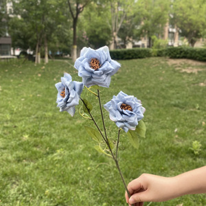 Artificial Roses <b>Silk</b> <b>Flower</b> High Simulation Wedding Home Outdoor Decorations Single Branch Miniature Rose - Product Image 4