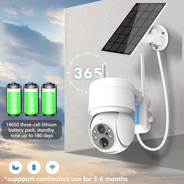 Factory Direct Sale Solar Powered Battery Camera TF Card Local Storage Cloud Storage HD Network Outdoor Camera Waterproof
