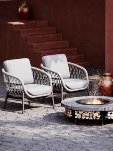 Combinaison <span class=keywords><strong>de</strong></span> canapé tressé en corde pour balcon, jardin, loisirs, extérieur, véranda, chaise en rotin, table à thé - Product Image 4